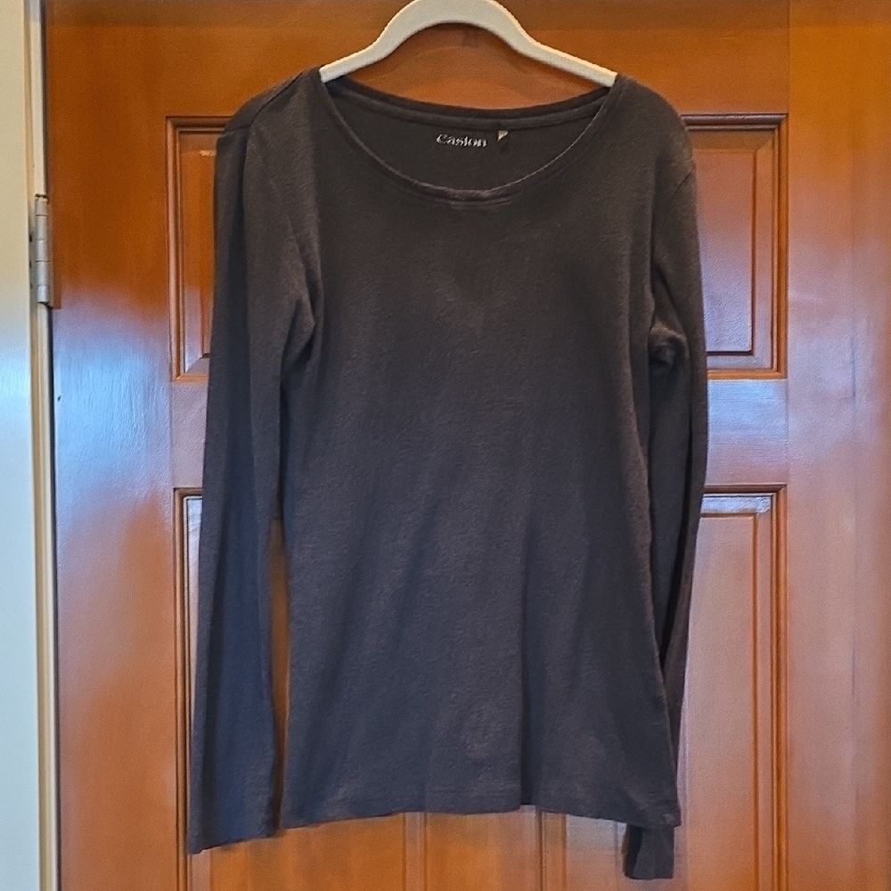 Caslon Charcoal Long Sleeve Tee, %100 Cotton Size S